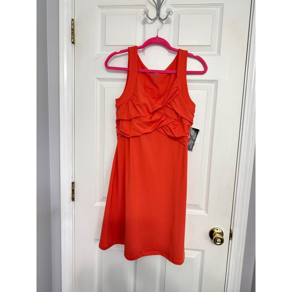 Athleta Orange Ruched Crossover Active Dress Women's Med Lycra Sport Athleisure - Picture 1 of 8